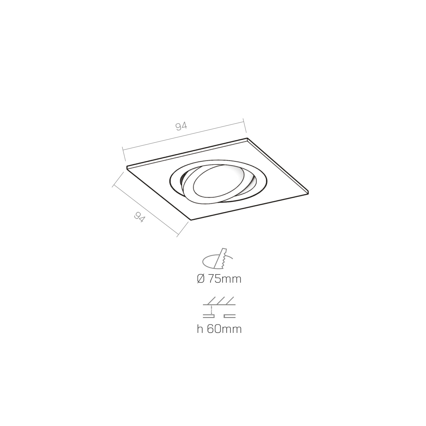 Faretto SQUARE - basculante technical details