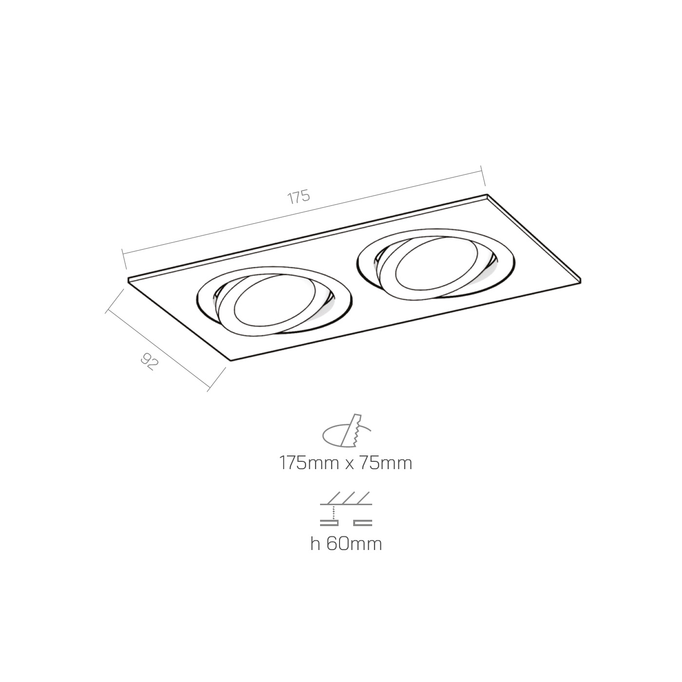 Faretto SQUARE x2 - basculante technical details