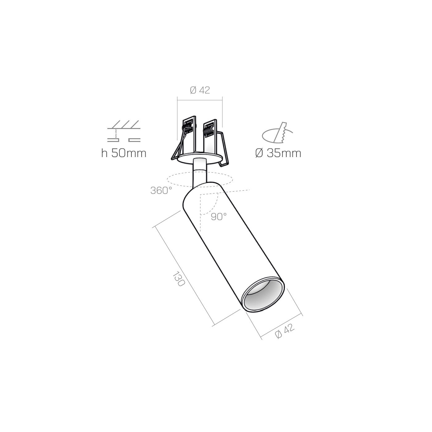 Faretto 230V CRICCO 13 - incasso technical details