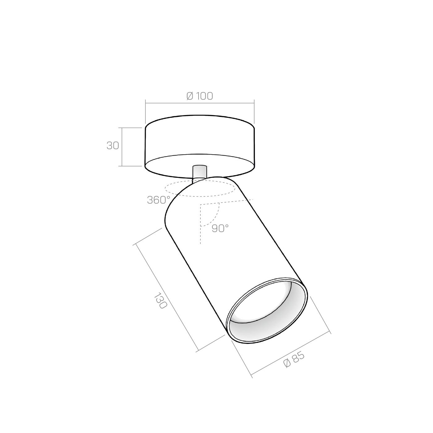 Faretto 230V BRAVO 13 - plafone technical details