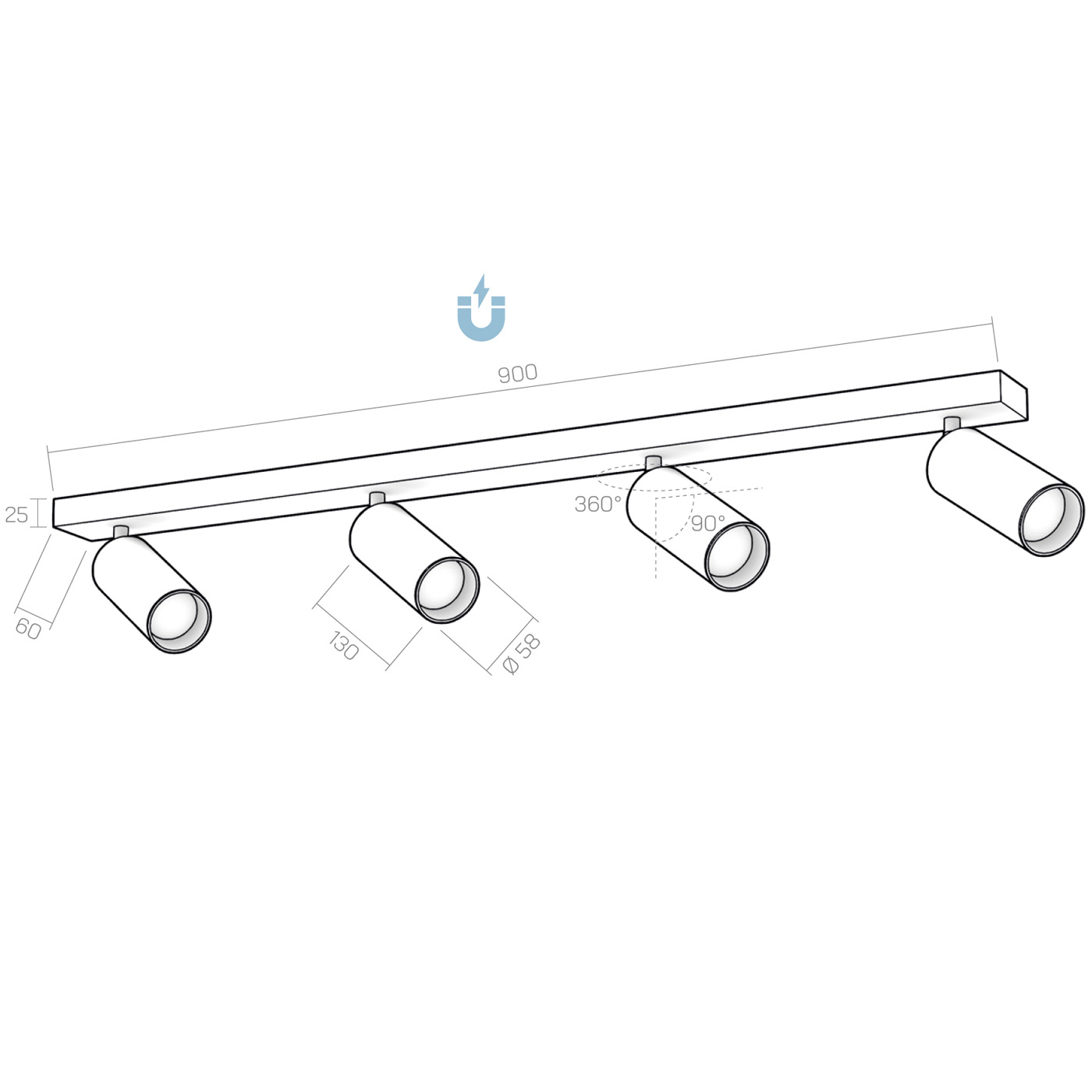 Plafoniera CICCIO 13x4 technical details