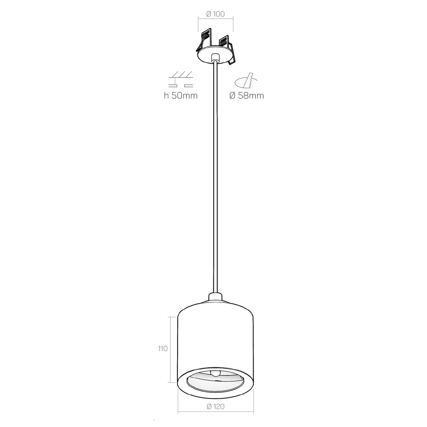 Sospensione KIATTO - incasso technical details